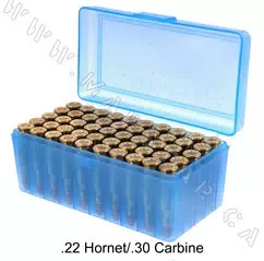 .22 Hornet/.30 Carbine Blue Plastic Cartridge Box (x1)