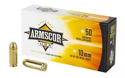 armscor-10mm-180-grain-full-metal-jacket-ammo-50-rounds Armscor 10mm 180 Grain Full Metal Jacket Ammo – 50 Rounds