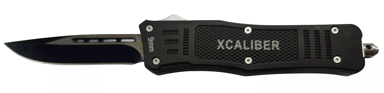 Xcaliber Knife Company9mmMedium 3.25″ OTF Drop Point 440C SS Blade, 4.64″ Steel Handle